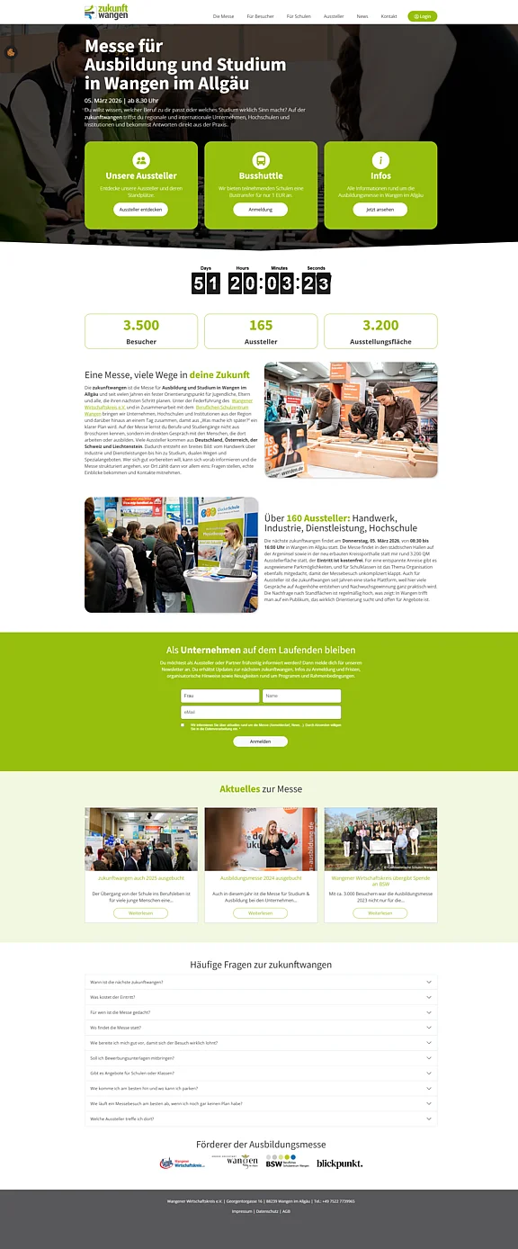 Branding und Webdesign für die Ausbildungsmesse Zukunft Wangen im Allgäu
