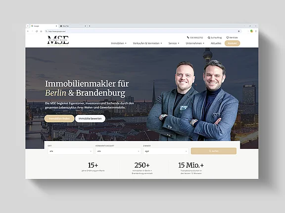Maklerwebsite MSE Immobilien Berlin, Referenz von edesign