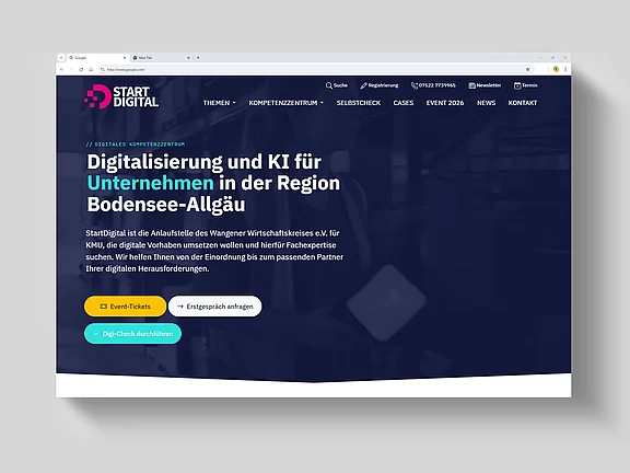 Website StartDigital Kompetenzzentrum, Referenz von edesign