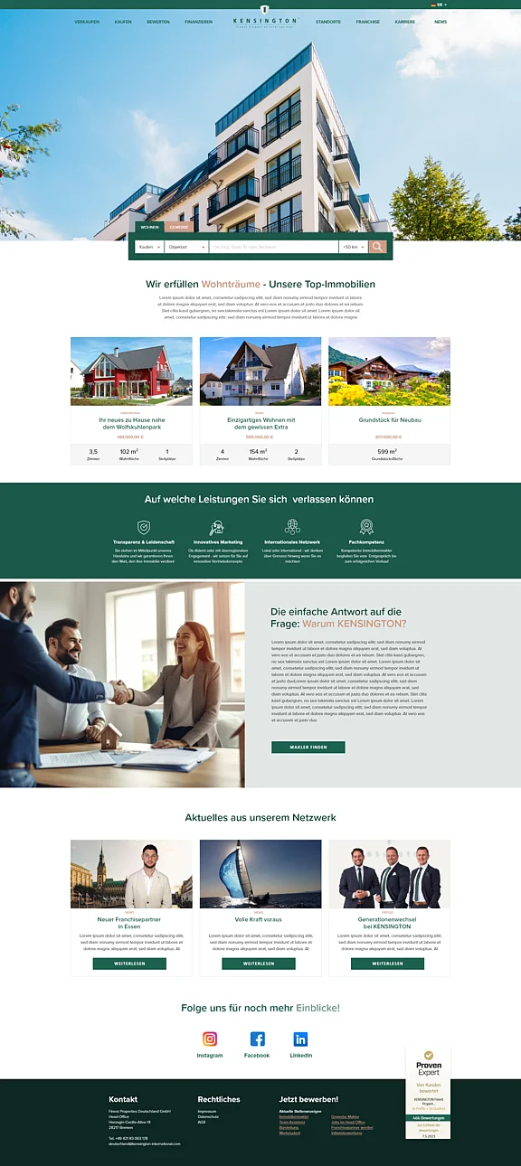 Startseite der StartDigital-Website, Referenz von edesign
