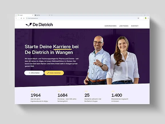 Recruiting-Website De Dietrich Wangen, Referenz von edesign